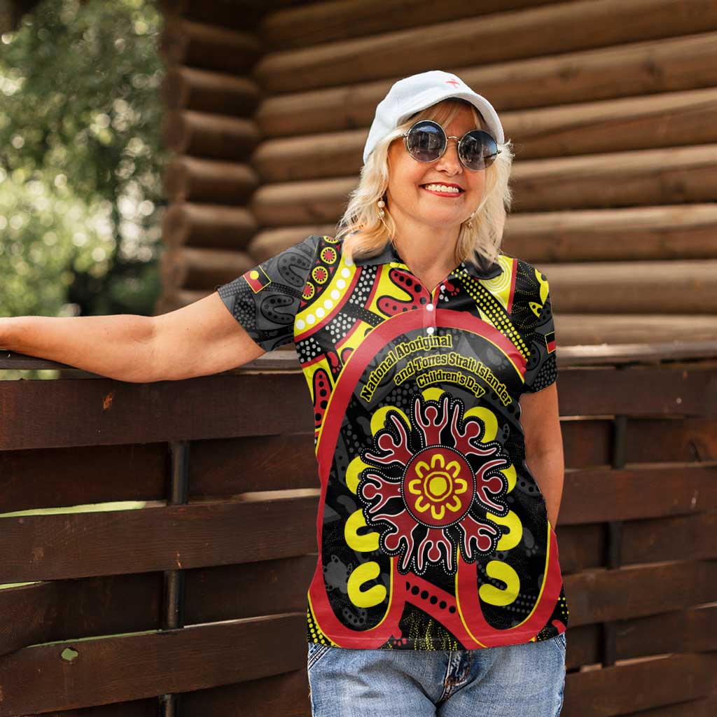Australia Indigenous Children's Day Women Polo Shirt Strong In Culture Stronger Together Aboriginal Art