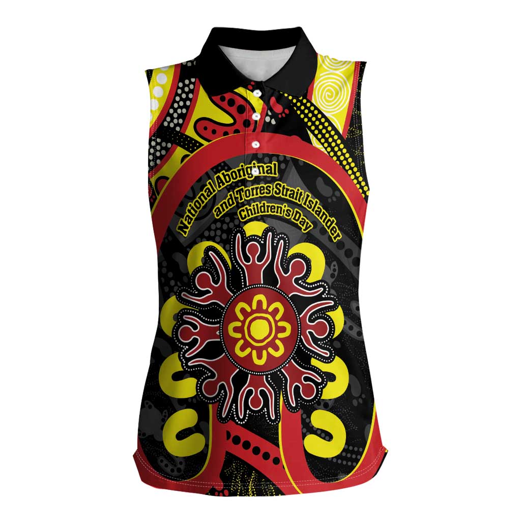 Australia Indigenous Children's Day Women Sleeveless Polo Shirt Strong In Culture Stronger Together Aboriginal Art