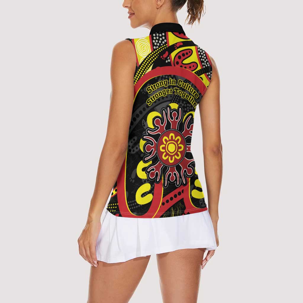 Australia Indigenous Children's Day Women Sleeveless Polo Shirt Strong In Culture Stronger Together Aboriginal Art