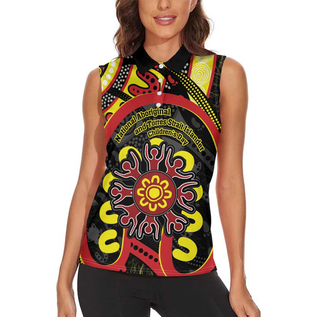 Australia Indigenous Children's Day Women Sleeveless Polo Shirt Strong In Culture Stronger Together Aboriginal Art