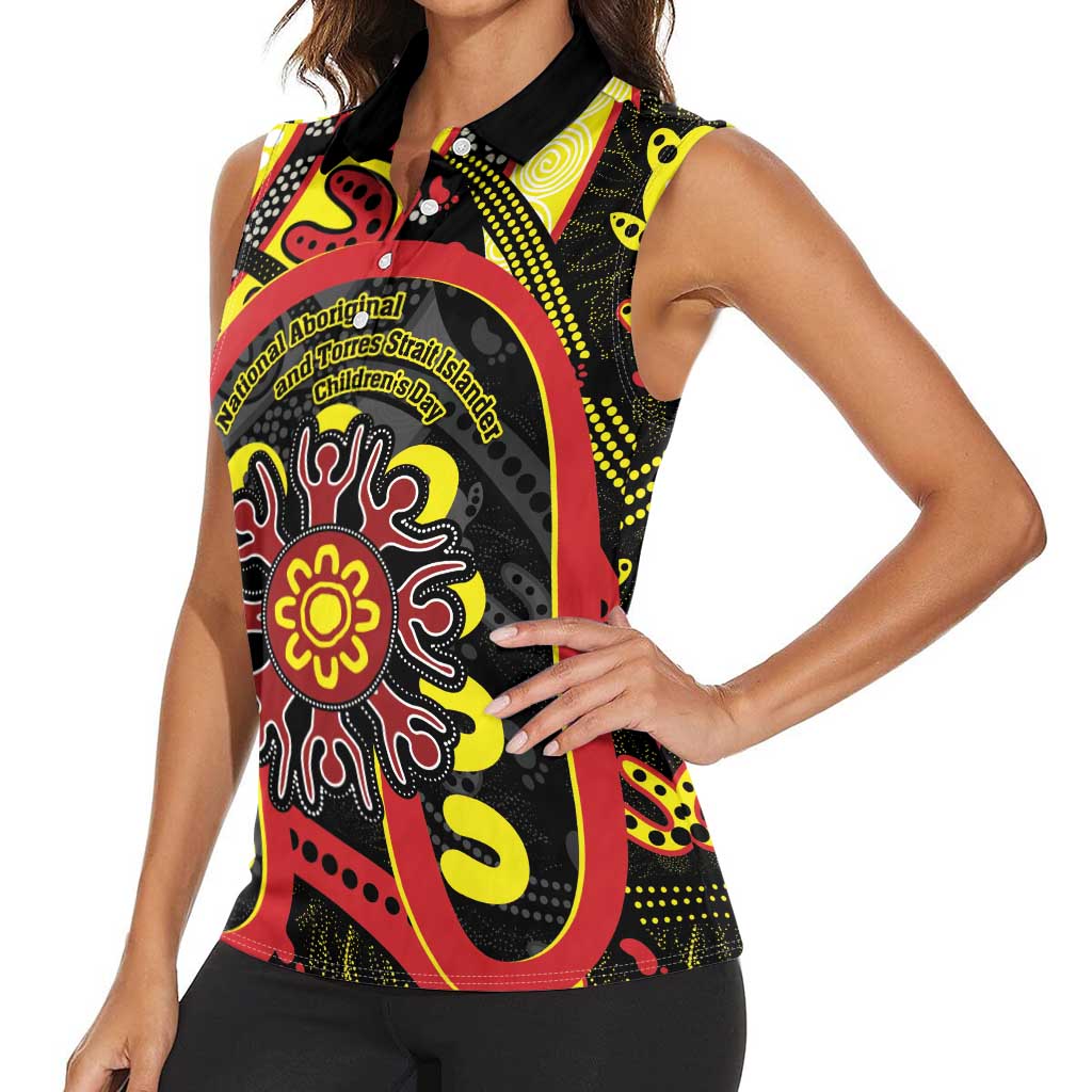 Australia Indigenous Children's Day Women Sleeveless Polo Shirt Strong In Culture Stronger Together Aboriginal Art
