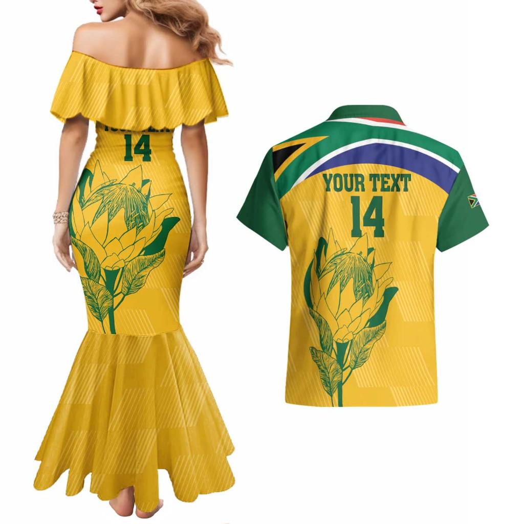 Custom South Africa Cricket Couples Matching Mermaid Dress and Hawaiian Shirt Go Champions World Cup Proteas