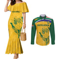 Custom South Africa Cricket Couples Matching Mermaid Dress and Long Sleeve Button Shirt Go Champions World Cup Proteas