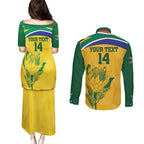Custom South Africa Cricket Couples Matching Puletasi and Long Sleeve Button Shirt Go Champions World Cup Proteas