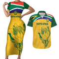 Custom South Africa Cricket Couples Matching Short Sleeve Bodycon Dress and Hawaiian Shirt Go Champions World Cup Proteas