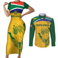 Custom South Africa Cricket Couples Matching Short Sleeve Bodycon Dress and Long Sleeve Button Shirt Go Champions World Cup Proteas