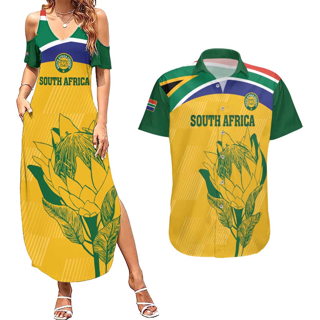 Custom South Africa Cricket Couples Matching Summer Maxi Dress and Hawaiian Shirt Go Champions World Cup Proteas