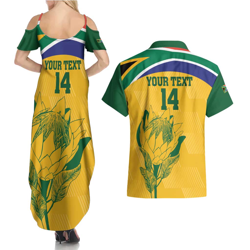 Custom South Africa Cricket Couples Matching Summer Maxi Dress and Hawaiian Shirt Go Champions World Cup Proteas