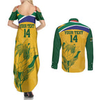 Custom South Africa Cricket Couples Matching Summer Maxi Dress and Long Sleeve Button Shirt Go Champions World Cup Proteas