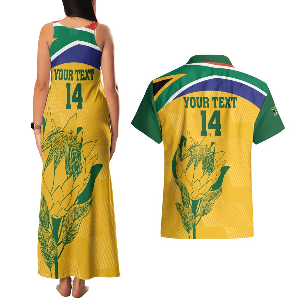 Custom South Africa Cricket Couples Matching Tank Maxi Dress and Hawaiian Shirt Go Champions World Cup Proteas