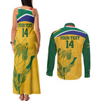 Custom South Africa Cricket Couples Matching Tank Maxi Dress and Long Sleeve Button Shirt Go Champions World Cup Proteas
