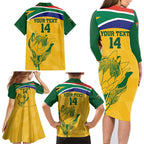Custom South Africa Cricket Family Matching Long Sleeve Bodycon Dress and Hawaiian Shirt Go Champions World Cup Proteas
