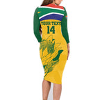 Custom South Africa Cricket Family Matching Long Sleeve Bodycon Dress and Hawaiian Shirt Go Champions World Cup Proteas