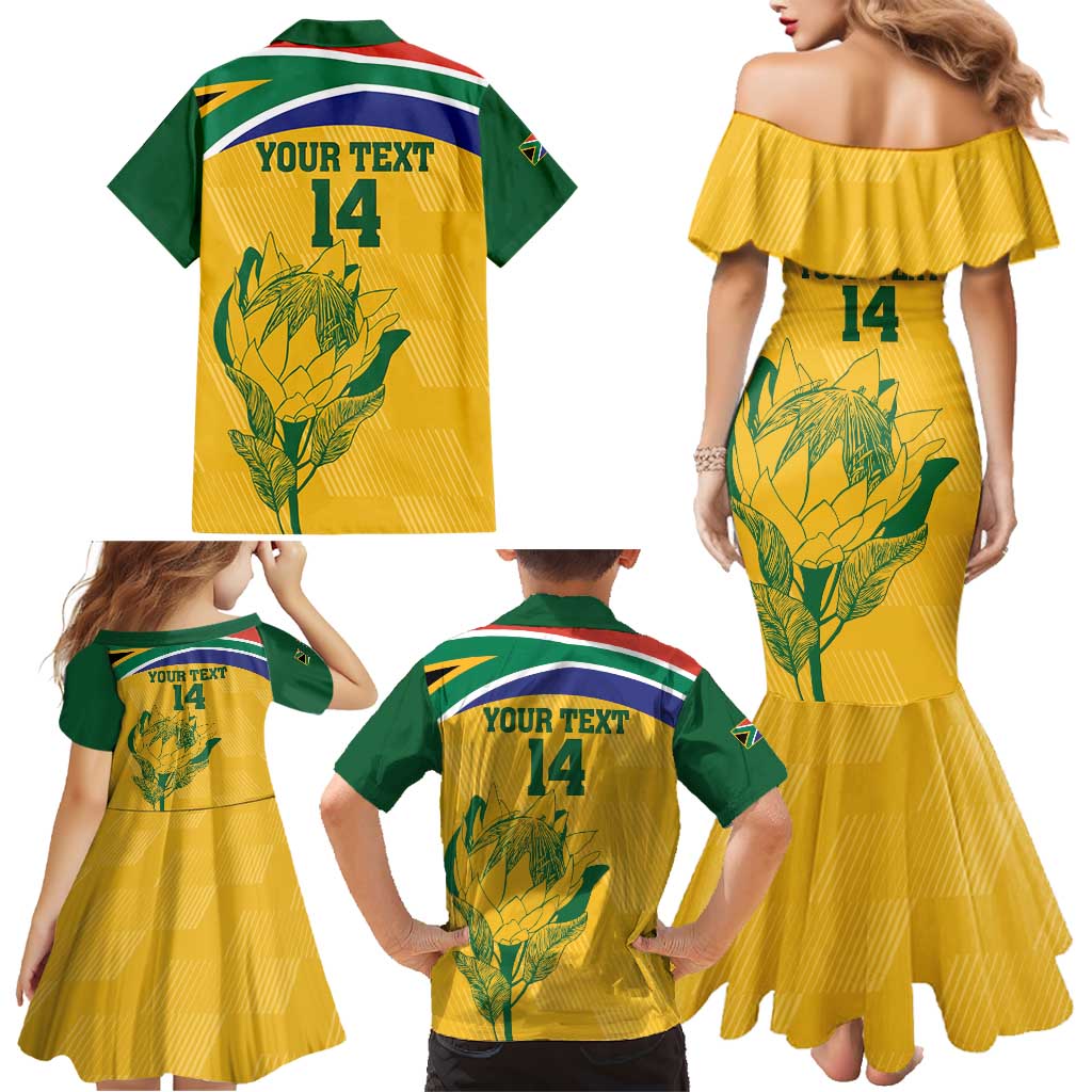 Custom South Africa Cricket Family Matching Mermaid Dress and Hawaiian Shirt Go Champions World Cup Proteas
