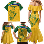 Custom South Africa Cricket Family Matching Mermaid Dress and Hawaiian Shirt Go Champions World Cup Proteas