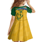 Custom South Africa Cricket Family Matching Off Shoulder Maxi Dress and Hawaiian Shirt Go Champions World Cup Proteas