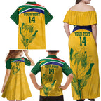 Custom South Africa Cricket Family Matching Off Shoulder Maxi Dress and Hawaiian Shirt Go Champions World Cup Proteas