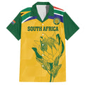 Custom South Africa Cricket Family Matching Off Shoulder Maxi Dress and Hawaiian Shirt Go Champions World Cup Proteas