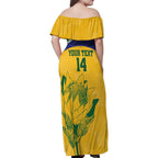 Custom South Africa Cricket Family Matching Off Shoulder Maxi Dress and Hawaiian Shirt Go Champions World Cup Proteas