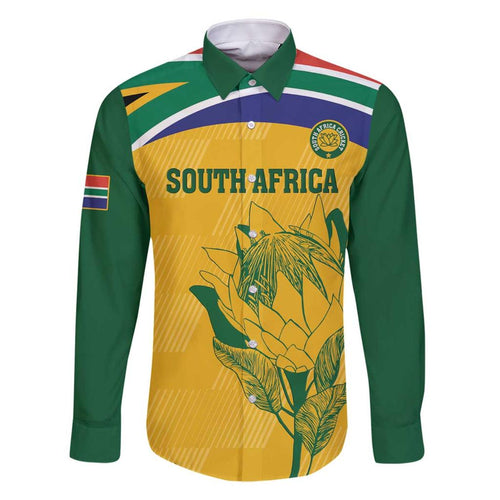 Custom South Africa Cricket Family Matching Off Shoulder Short Dress and Hawaiian Shirt Go Champions World Cup Proteas