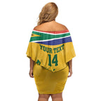 Custom South Africa Cricket Family Matching Off Shoulder Short Dress and Hawaiian Shirt Go Champions World Cup Proteas