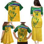 Custom South Africa Cricket Family Matching Puletasi and Hawaiian Shirt Go Champions World Cup Proteas