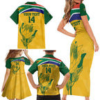 Custom South Africa Cricket Family Matching Short Sleeve Bodycon Dress and Hawaiian Shirt Go Champions World Cup Proteas