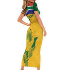 Custom South Africa Cricket Family Matching Short Sleeve Bodycon Dress and Hawaiian Shirt Go Champions World Cup Proteas