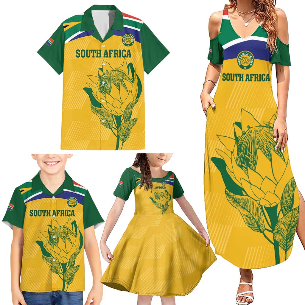 Custom South Africa Cricket Family Matching Summer Maxi Dress and Hawaiian Shirt Go Champions World Cup Proteas