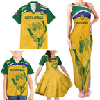Custom South Africa Cricket Family Matching Tank Maxi Dress and Hawaiian Shirt Go Champions World Cup Proteas