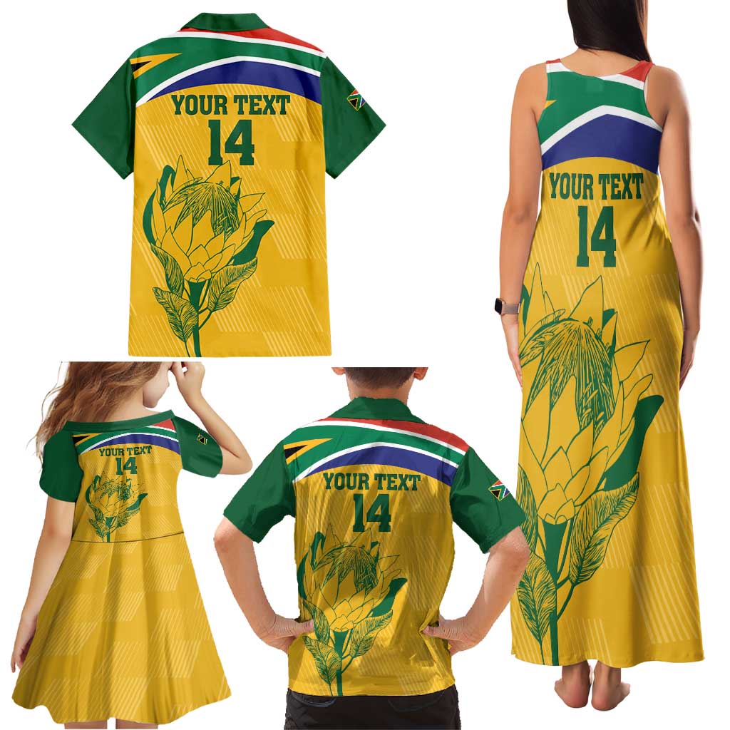 Custom South Africa Cricket Family Matching Tank Maxi Dress and Hawaiian Shirt Go Champions World Cup Proteas
