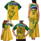 Custom South Africa Cricket Family Matching Tank Maxi Dress and Hawaiian Shirt Go Champions World Cup Proteas