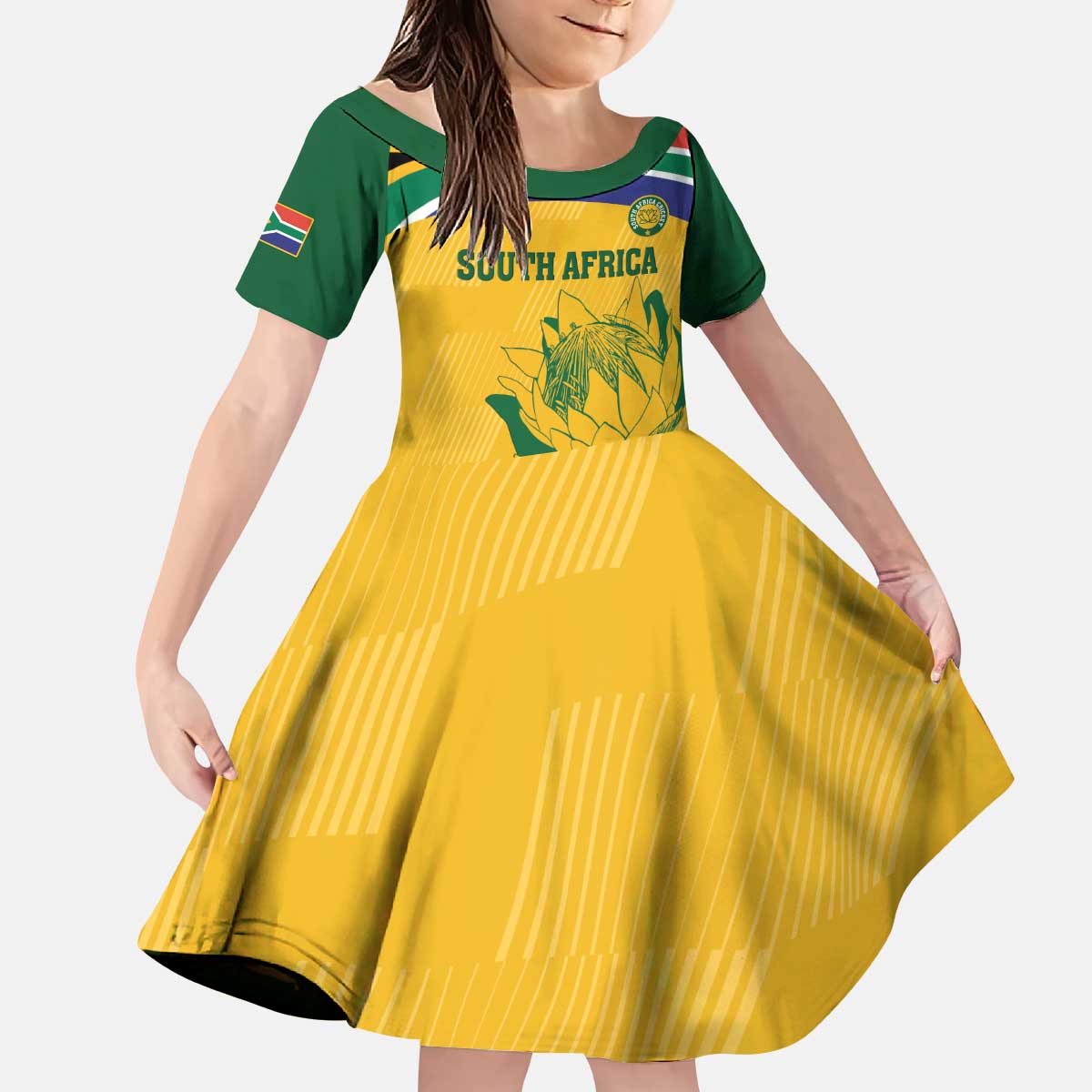 Custom South Africa Cricket Kid Short Sleeve Dress Go Champions World Cup Proteas
