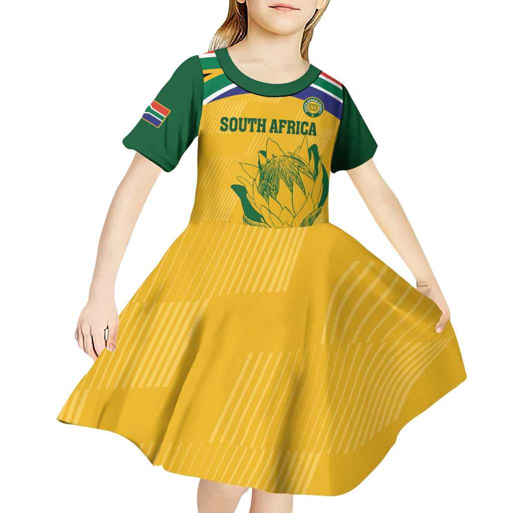 Custom South Africa Cricket Kid Short Sleeve Dress Go Champions World Cup Proteas