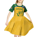 Custom South Africa Cricket Kid Short Sleeve Dress Go Champions World Cup Proteas