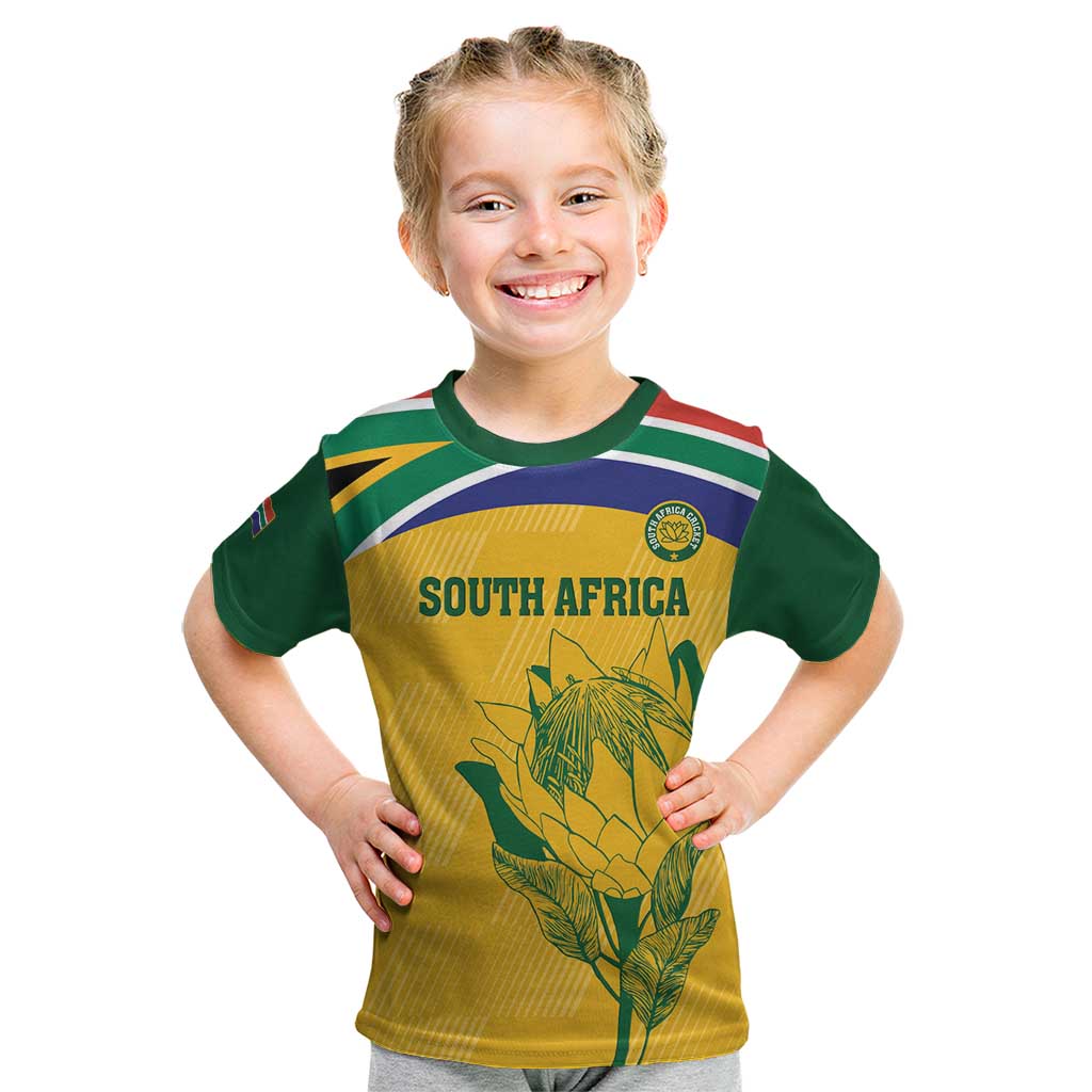 Custom South Africa Cricket Kid T Shirt Go Champions World Cup Proteas