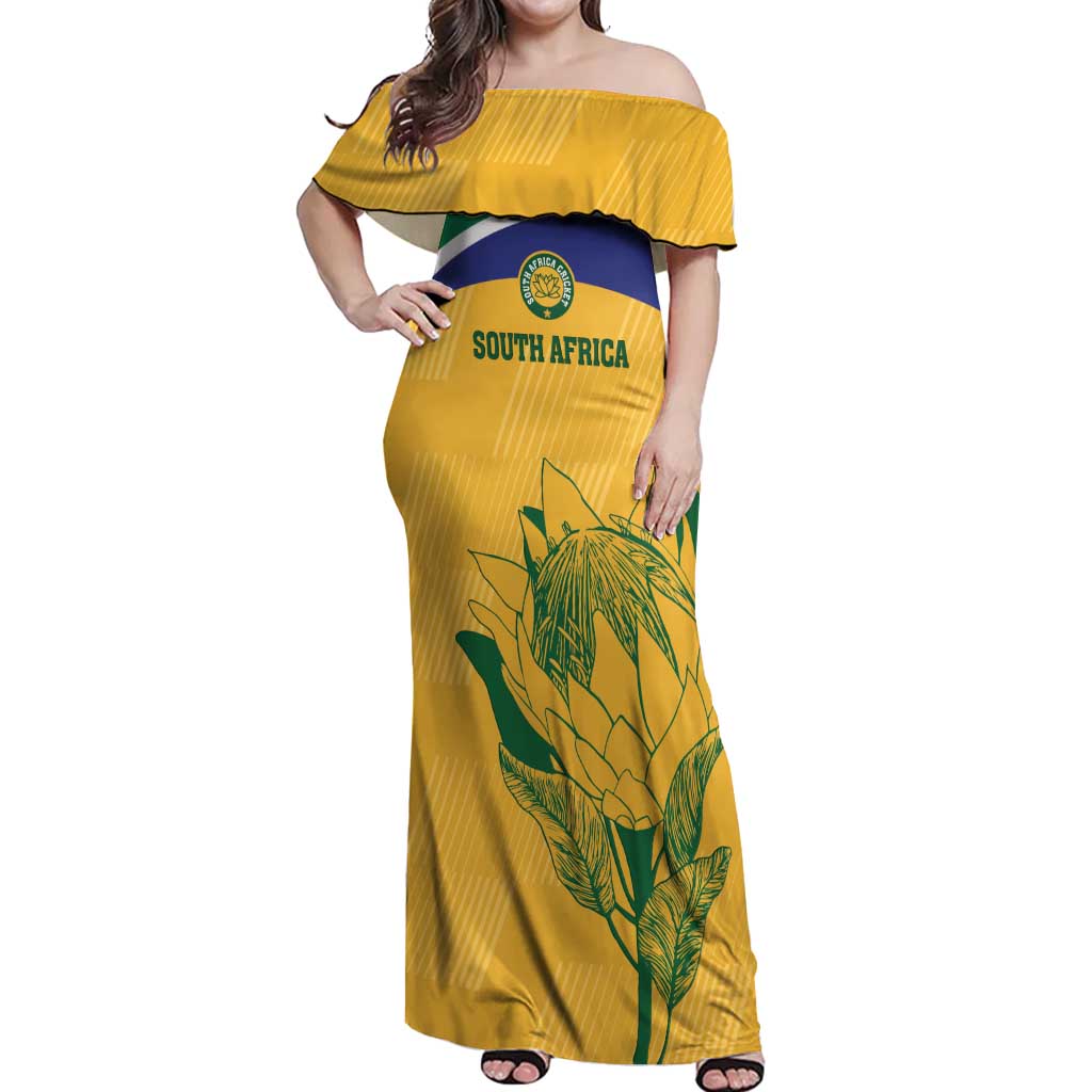 Custom South Africa Cricket Off Shoulder Maxi Dress Go Champions World Cup Proteas