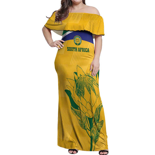 Custom South Africa Cricket Off Shoulder Maxi Dress Go Champions World Cup Proteas