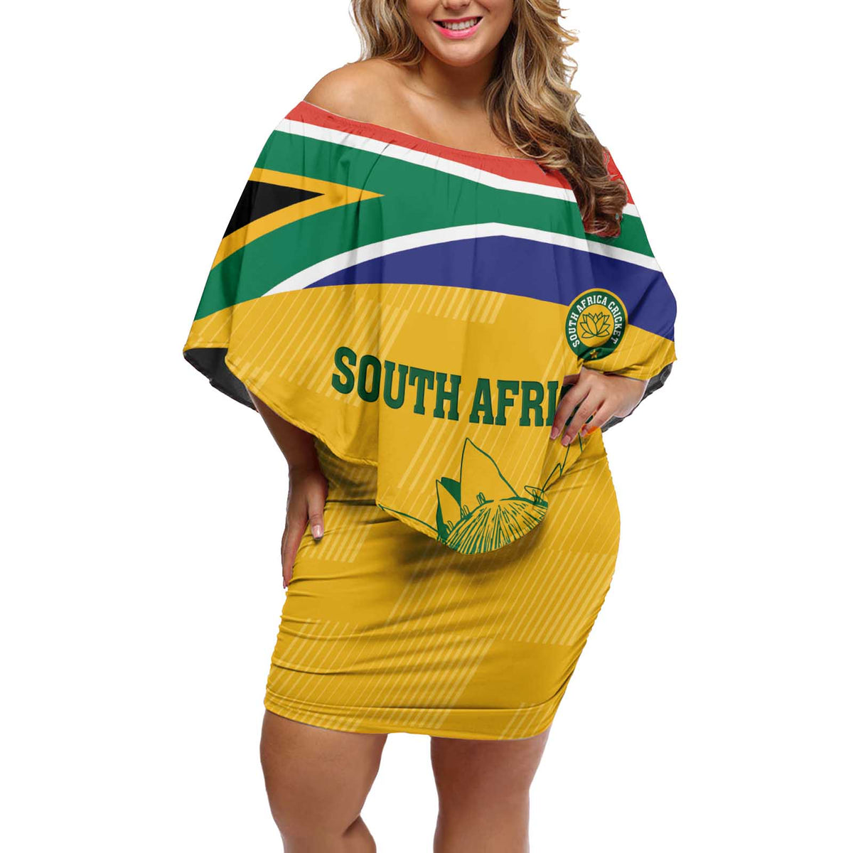 Custom South Africa Cricket Off Shoulder Short Dress Go Champions World Cup Proteas