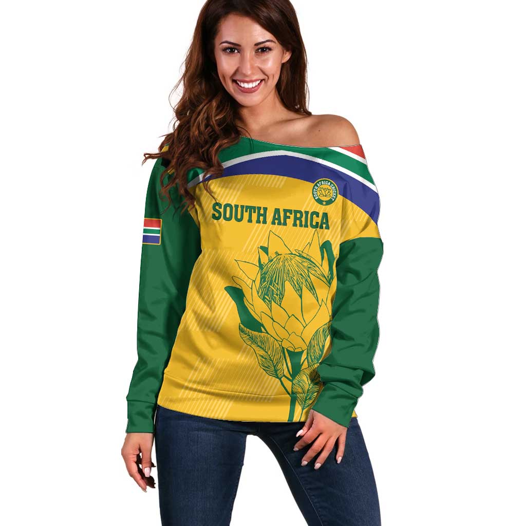 Custom South Africa Cricket Off Shoulder Sweater Go Champions World Cup Proteas
