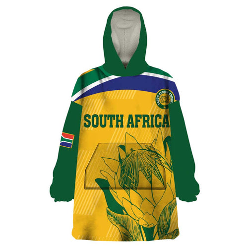 Custom South Africa Cricket Wearable Blanket Hoodie Go Champions World Cup Proteas