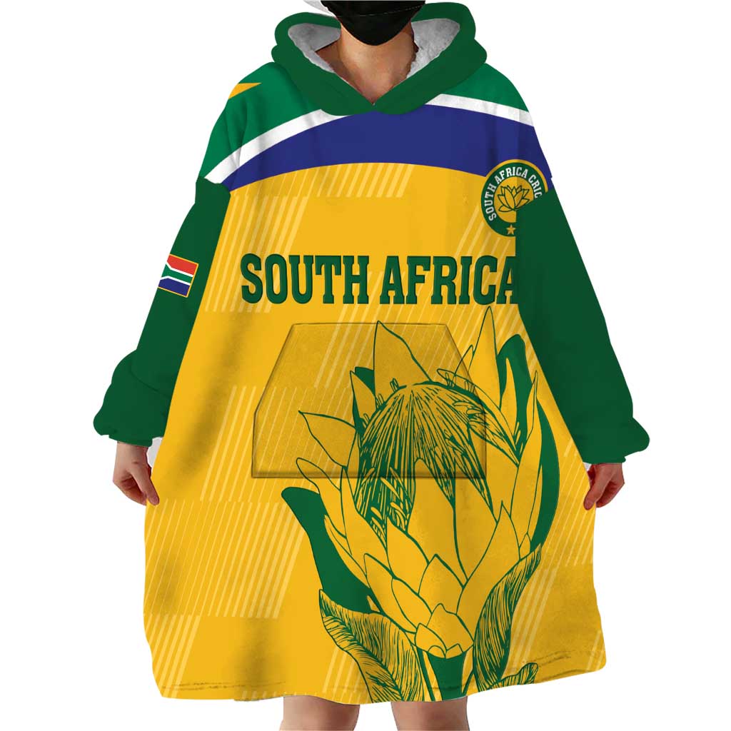 Custom South Africa Cricket Wearable Blanket Hoodie Go Champions World Cup Proteas