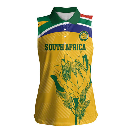 Custom South Africa Cricket Women Sleeveless Polo Shirt Go Champions World Cup Proteas