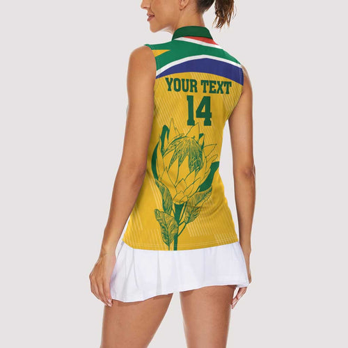 Custom South Africa Cricket Women Sleeveless Polo Shirt Go Champions World Cup Proteas