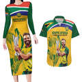 South Africa Cricket Couples Matching Long Sleeve Bodycon Dress and Hawaiian Shirt 1st Champions World Cup Proud Of Our Boys