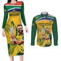 South Africa Cricket Couples Matching Long Sleeve Bodycon Dress and Long Sleeve Button Shirt 1st Champions World Cup Proud Of Our Boys