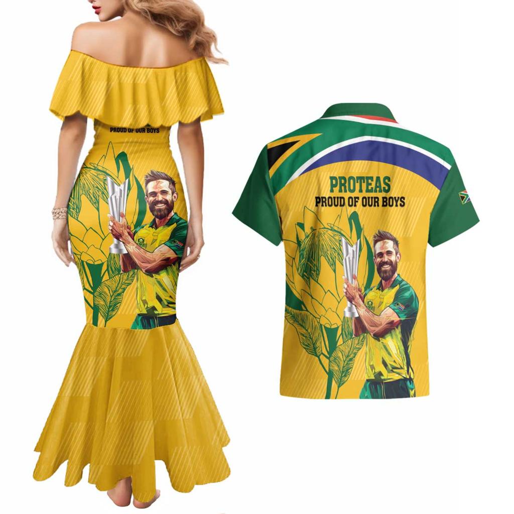 South Africa Cricket Couples Matching Mermaid Dress and Hawaiian Shirt 1st Champions World Cup Proud Of Our Boys
