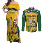 South Africa Cricket Couples Matching Off Shoulder Maxi Dress and Long Sleeve Button Shirt 1st Champions World Cup Proud Of Our Boys