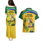 South Africa Cricket Couples Matching Puletasi and Hawaiian Shirt 1st Champions World Cup Proud Of Our Boys