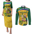 South Africa Cricket Couples Matching Puletasi and Long Sleeve Button Shirt 1st Champions World Cup Proud Of Our Boys